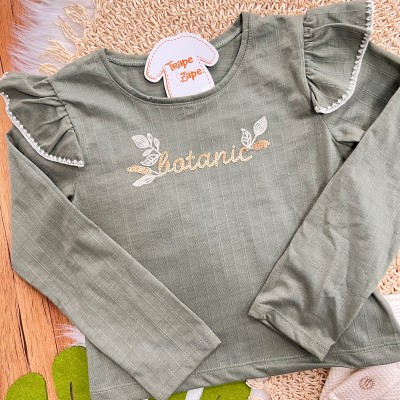 Conj. Blusa Manga Longa Botanic e Short - Verde Musgo e Areia